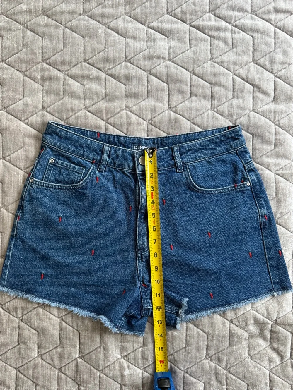 Yargici Dark Blue Embroidered Chili Peppers 🌶️ Denim Shorts 40/M